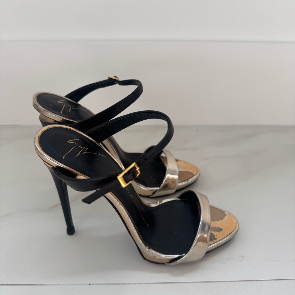 Giuseppe Zanotti Black and Gold Heels